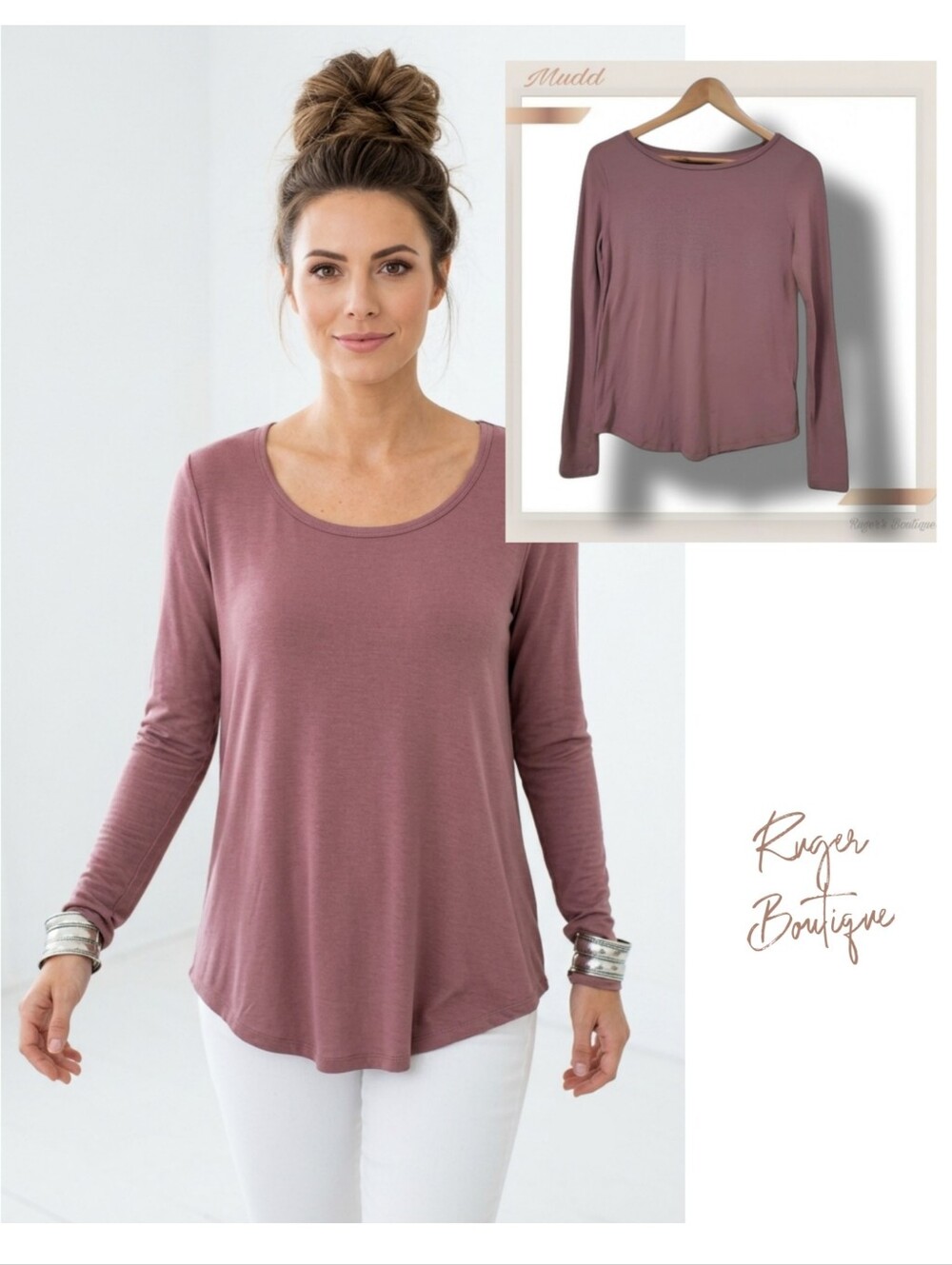 🌿Mudd Women's XS Mauve Lightweight Longsleeve Tee